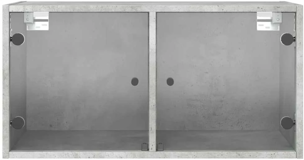 Sieninė spintelė su stiklinėmis durelėmis, betono, 68,5x37x35cm
