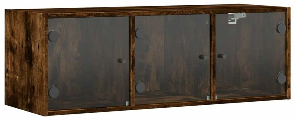 Sieninė spintelė su stiklinėmis durelėmis, dūminė, 102x37x35cm