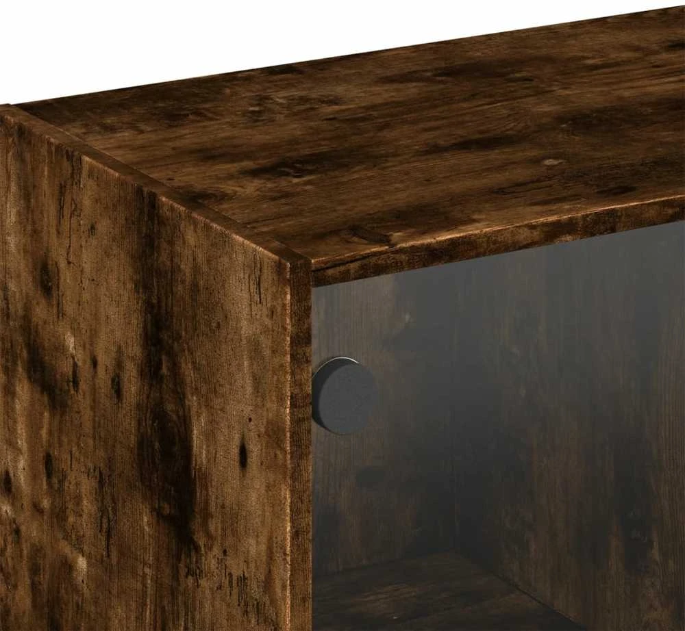 Sieninė spintelė su stiklinėmis durelėmis, dūminė, 102x37x35cm