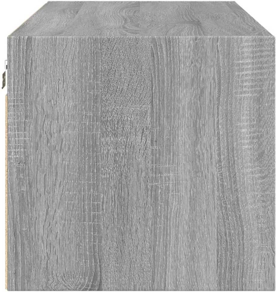 Sieninė spintelė su stiklinėmis durelėmis, pilka, 102x37x35cm