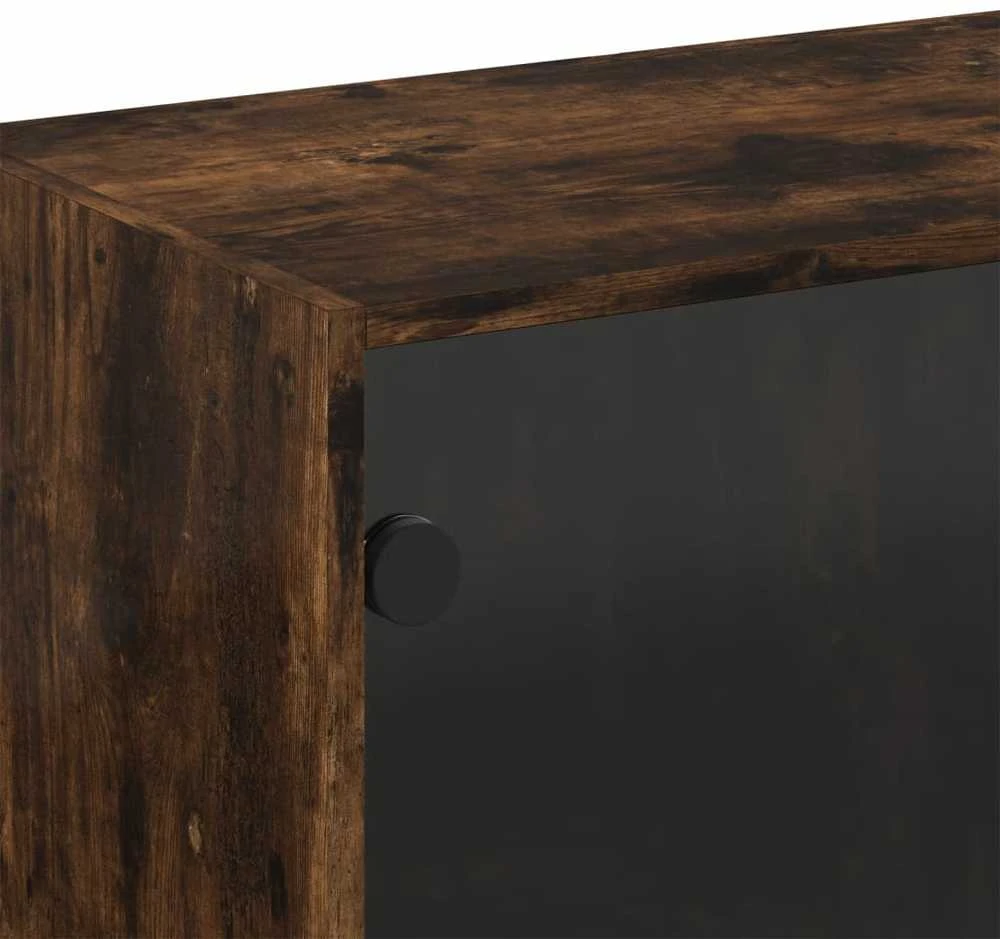 Sieninė spintelė su stiklinėmis durelėmis, dūminė, 68x37x68,5cm
