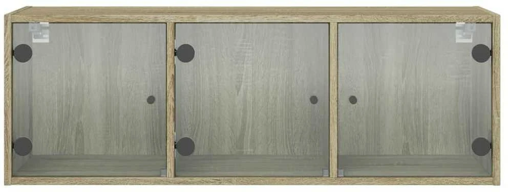 Sieninė spintelė su stiklinėmis durelėmis, ąžuolo, 102x37x35cm