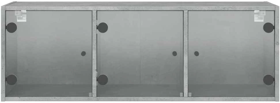 Sieninė spintelė su stiklinėmis durelėmis, betono, 102x37x35cm