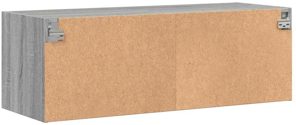 Sieninė spintelė su stiklinėmis durelėmis, pilka, 102x37x35cm