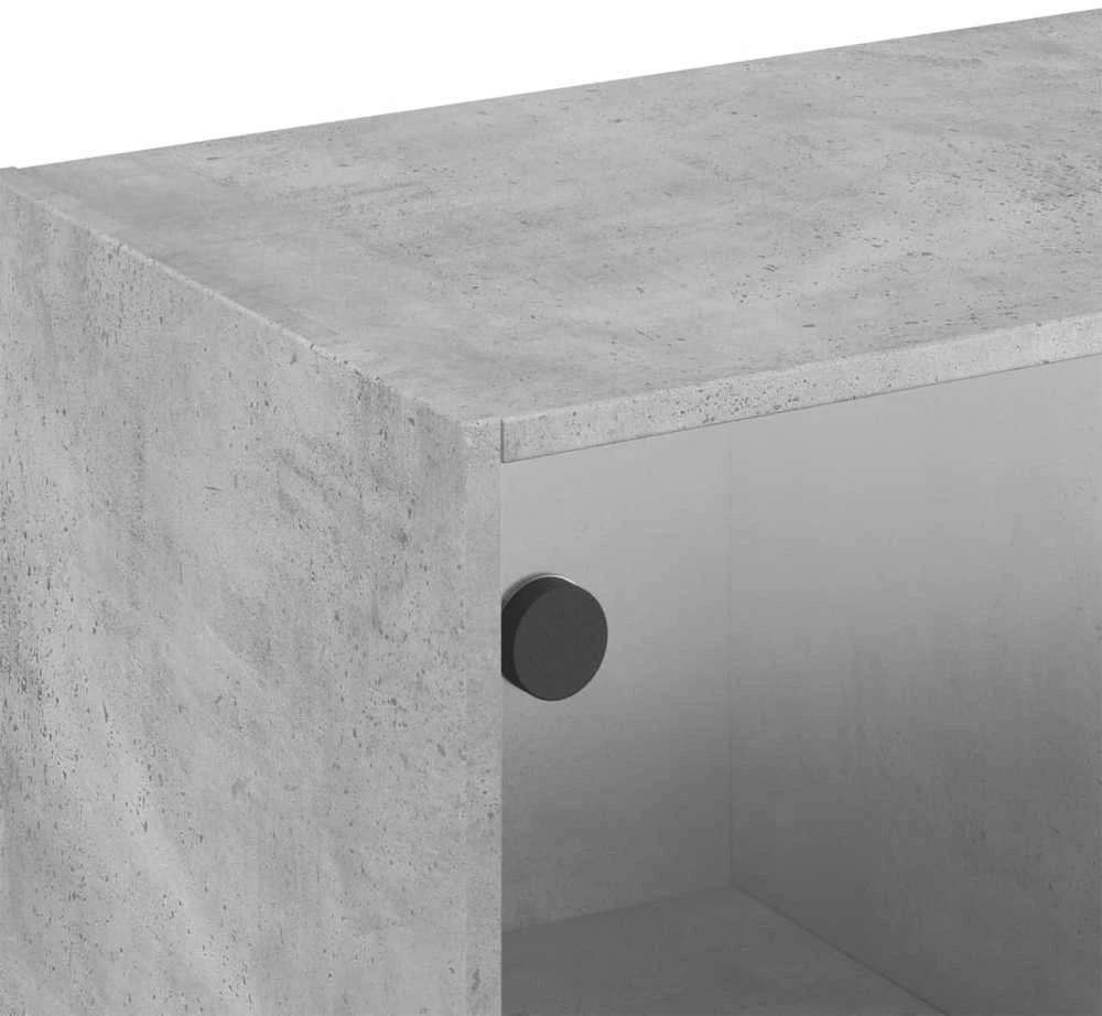 Sieninė spintelė su stiklinėmis durelėmis, betono, 102x37x35cm