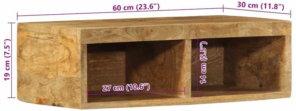 Sieninė televizoriaus spintelė, 60x30x19cm, mango mediena