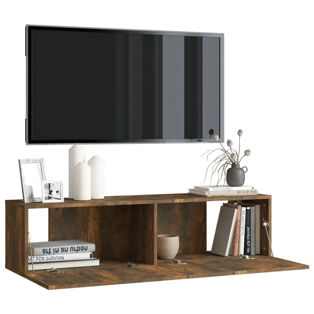 TV staliukas Sieninė televizoriaus spintelė, ąžuolo, 120x30x30 cm, mediena