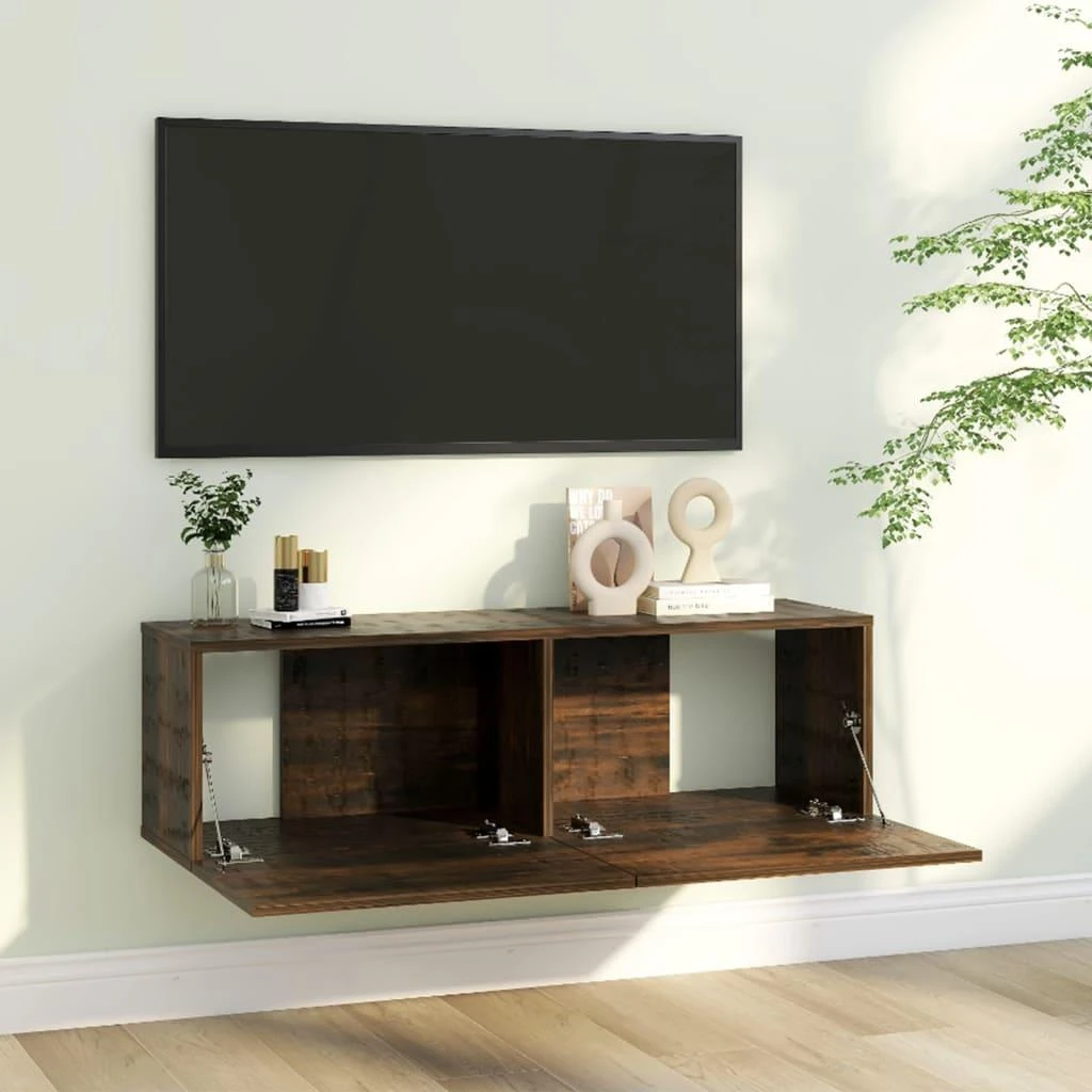 TV staliukas Sieninė televizoriaus spintelė, ąžuolo, 100x30x30 cm, mediena