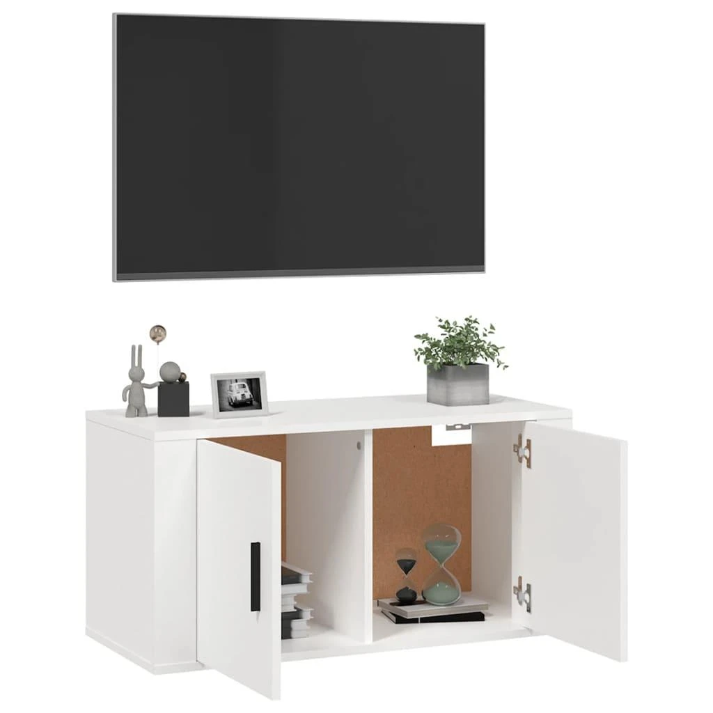 TV staliukas Sieninė televizoriaus spintelė, balta, 80x34,5x40cm