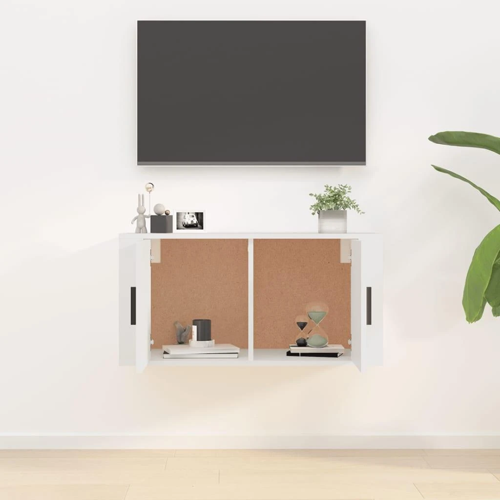 TV staliukas Sieninė televizoriaus spintelė, balta, 80x34,5x40cm