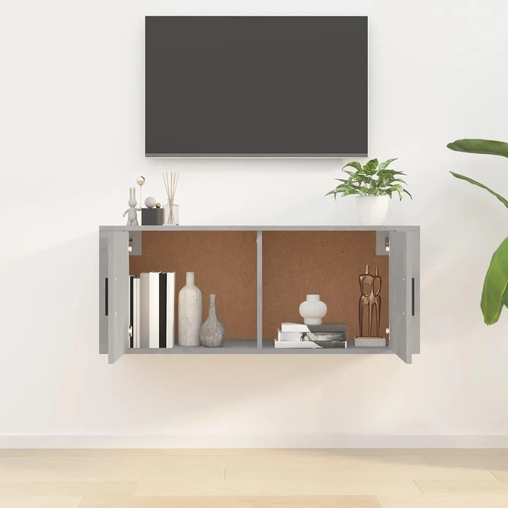TV staliukas Sieninė televizoriaus spintelė, betono pilka, 100x34,5x40cm