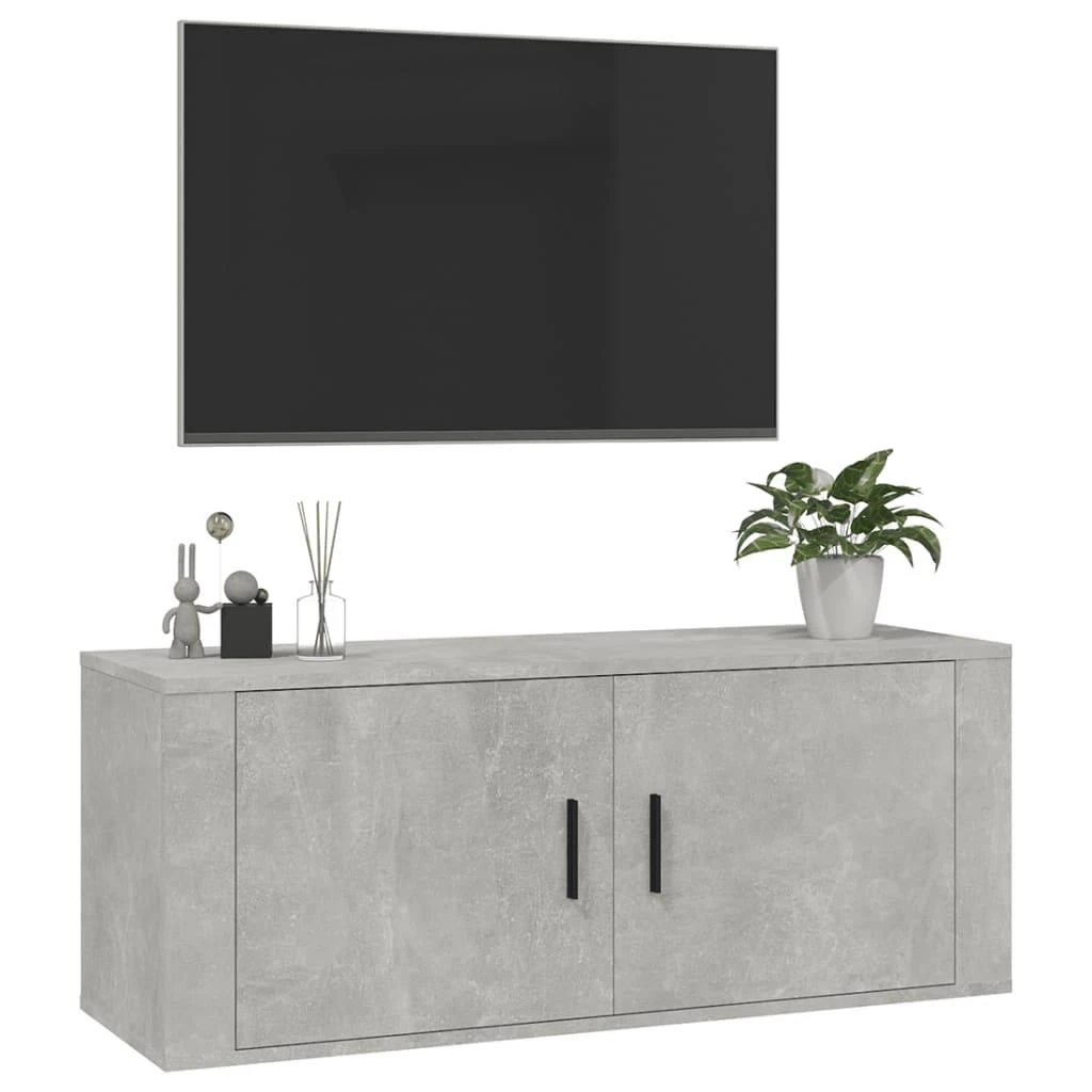 TV staliukas Sieninė televizoriaus spintelė, betono pilka, 100x34,5x40cm