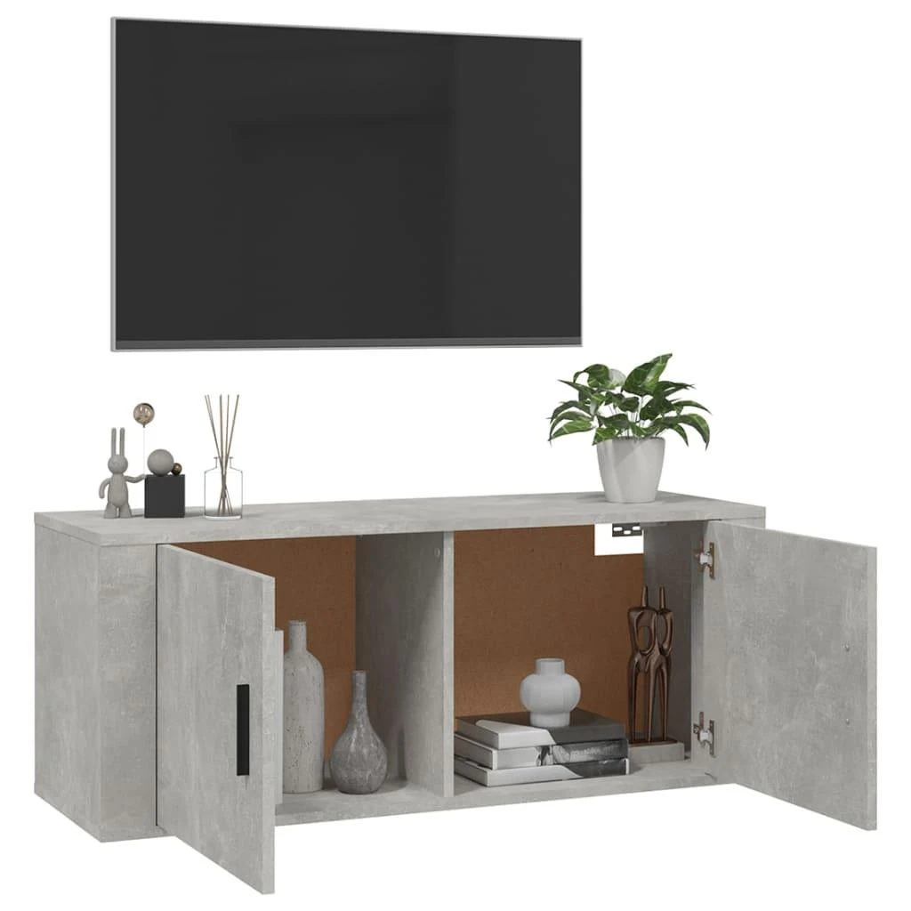TV staliukas Sieninė televizoriaus spintelė, betono pilka, 100x34,5x40cm
