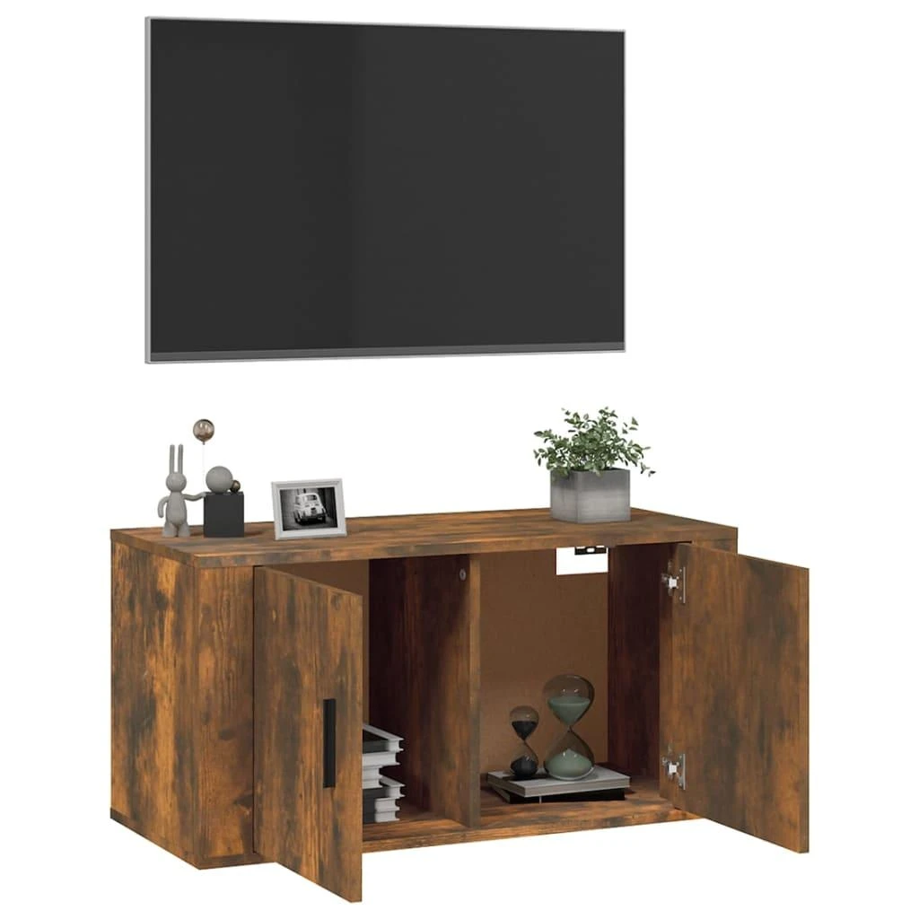 TV staliukas Sieninė televizoriaus spintelė, dūminio ąžuolo, 80x34,5x40cm