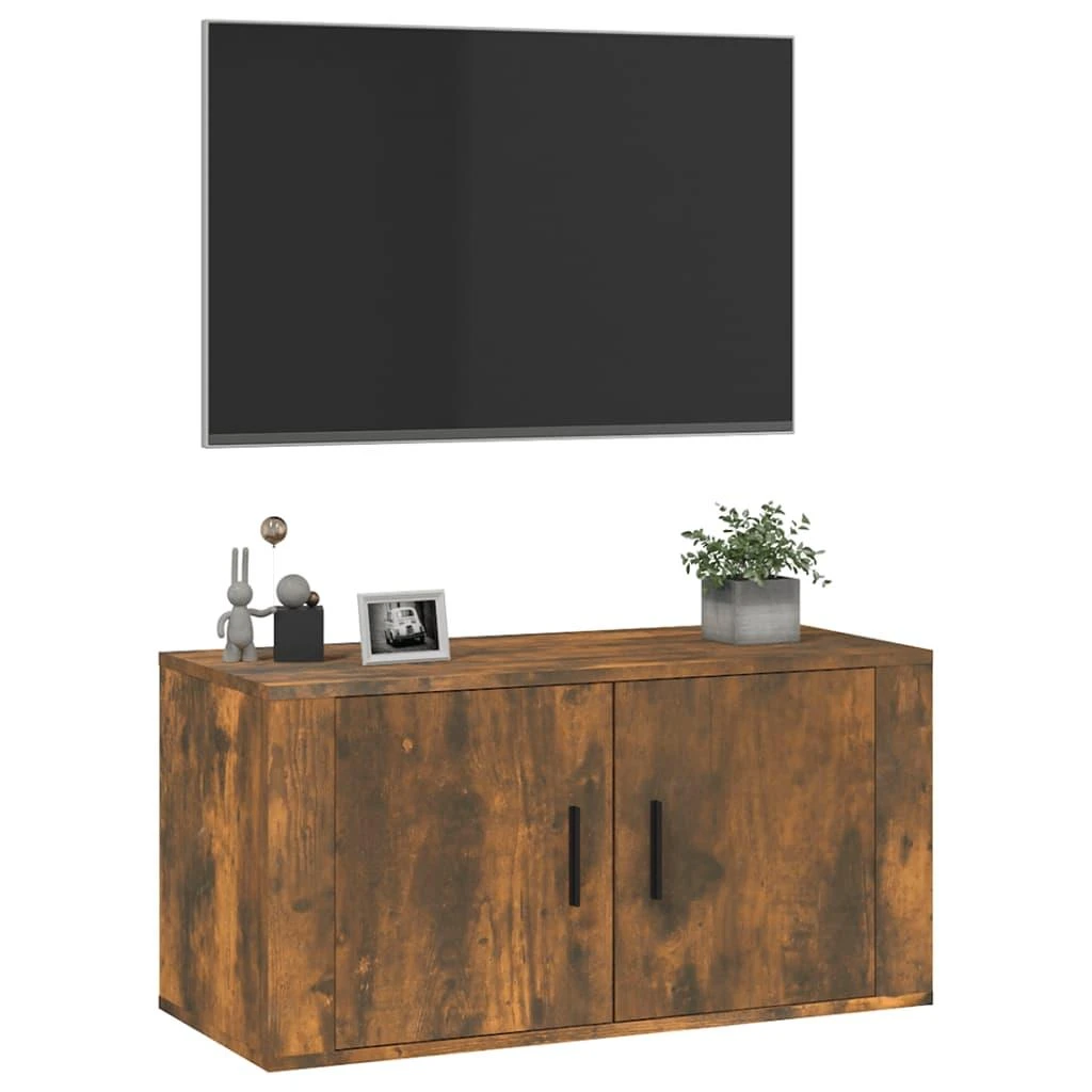 TV staliukas Sieninė televizoriaus spintelė, dūminio ąžuolo, 80x34,5x40cm