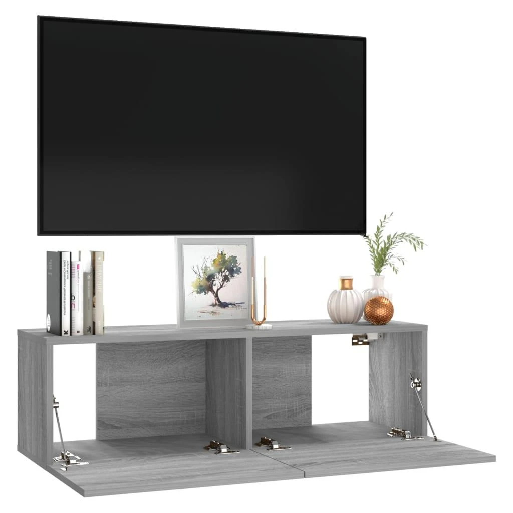 TV staliukas Sieninė televizoriaus spintelė, pilka, 100x30x30 cm, mediena
