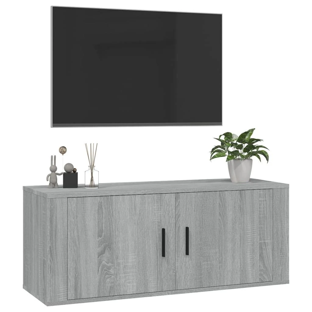 TV staliukas Sieninė televizoriaus spintelė, pilka ąžuolo, 100x34,5x40cm