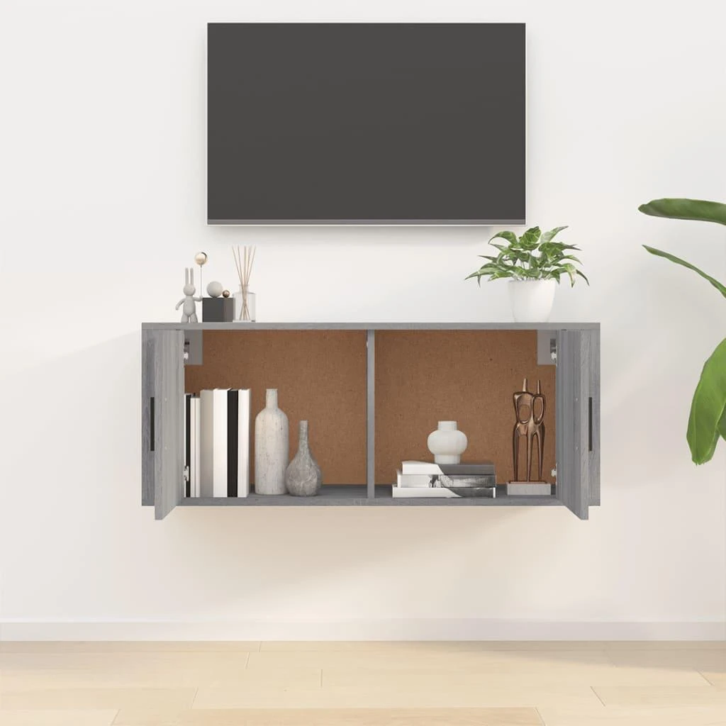 TV staliukas Sieninė televizoriaus spintelė, pilka ąžuolo, 100x34,5x40cm