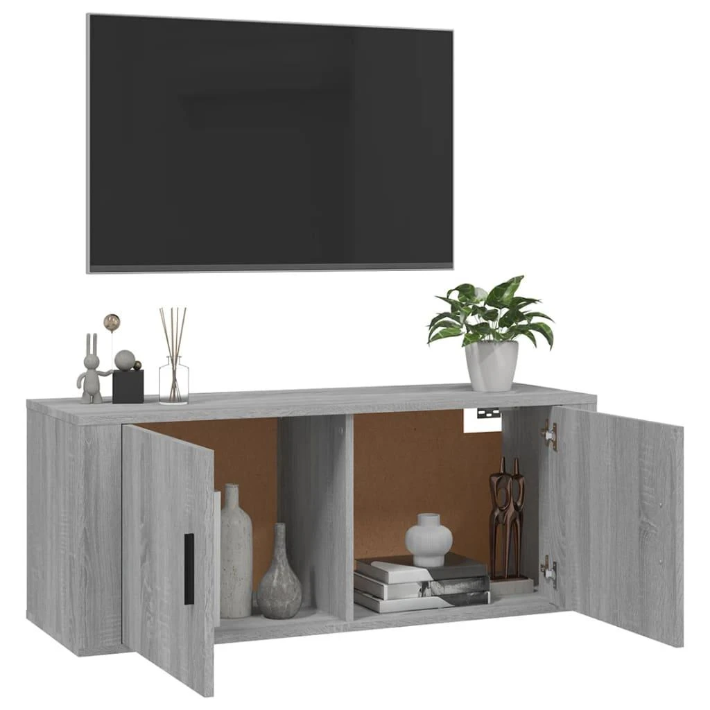 TV staliukas Sieninė televizoriaus spintelė, pilka ąžuolo, 100x34,5x40cm