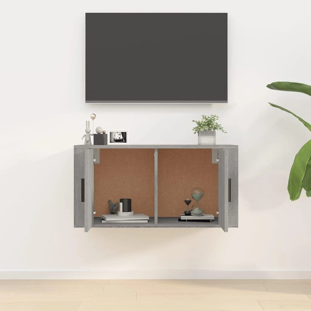 TV staliukas Sieninė televizoriaus spintelė, pilka ąžuolo, 80x34,5x40cm