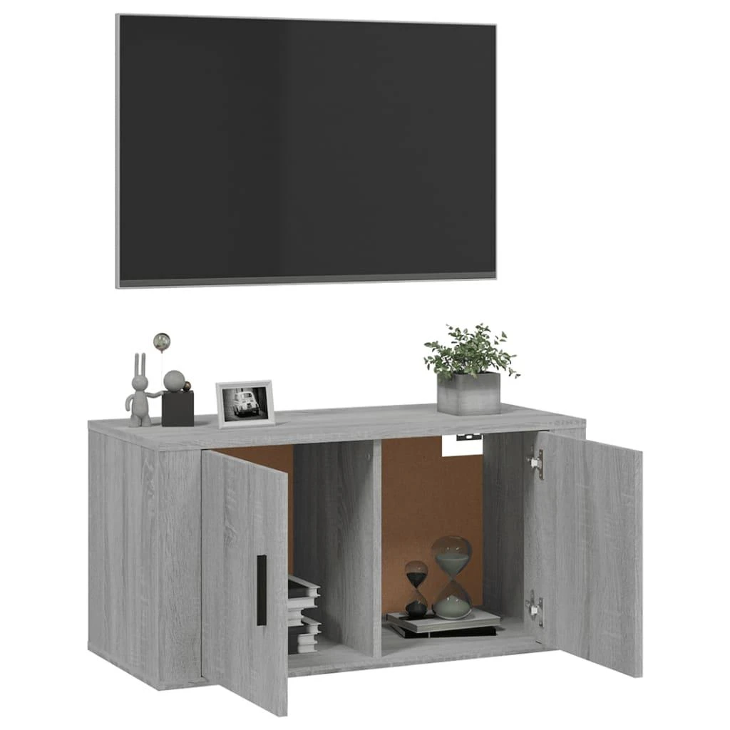 TV staliukas Sieninė televizoriaus spintelė, pilka ąžuolo, 80x34,5x40cm