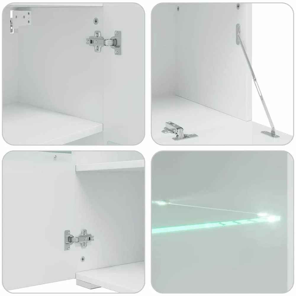 TV staliukas Sieninė televizoriaus spintelė su LED apšvietimu, 5d., juoda