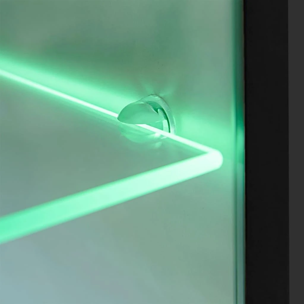 TV staliukas Sieninė TV sekcija su LED šviesomis, 5 d., blizgi, juoda