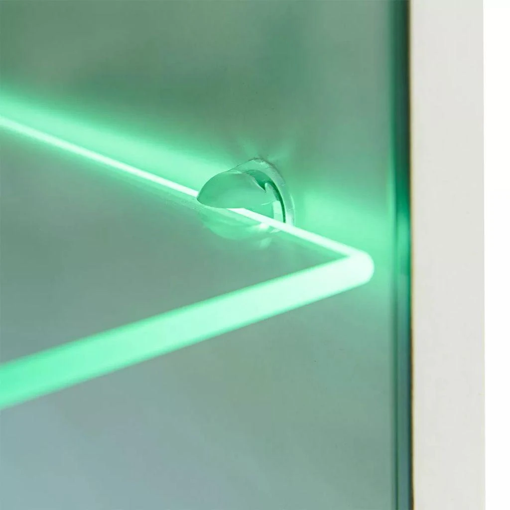 TV staliukas Sieninė TV sekcija su LED šviesomis, 5d., blizgi balta