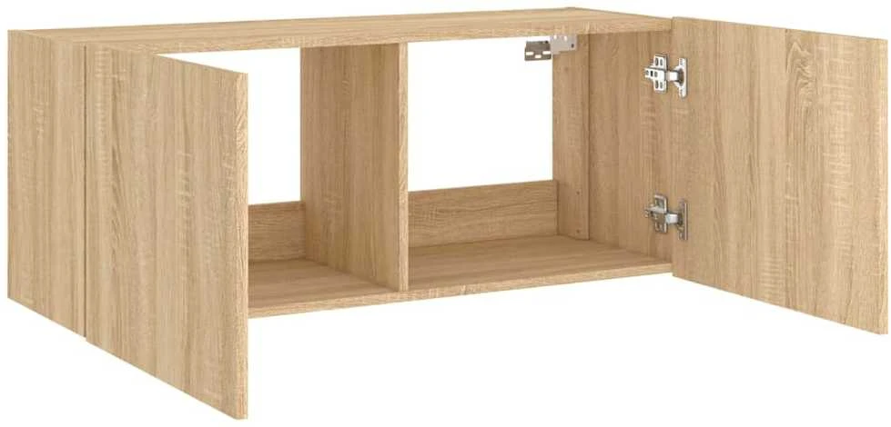 TV staliukas Sieninė TV spintelė su LED lemputėmis, ąžuolo, 100x35x41cm