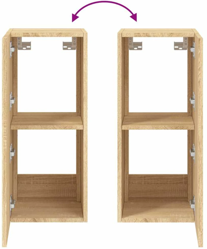TV staliukas Sieninė TV spintelė su LED lemputėmis, ąžuolo, 30,5x35x70cm