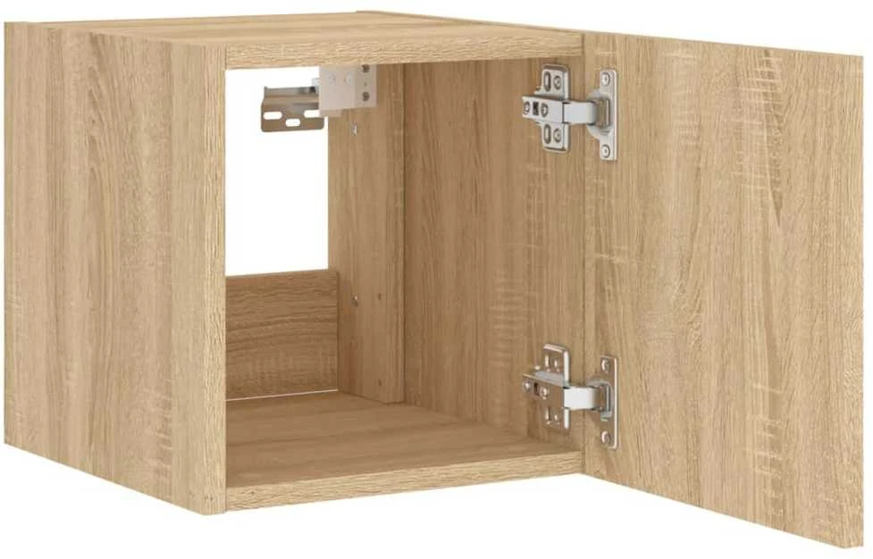 TV staliukas Sieninė TV spintelė su LED lemputėmis, ąžuolo, 30,5x35x30cm
