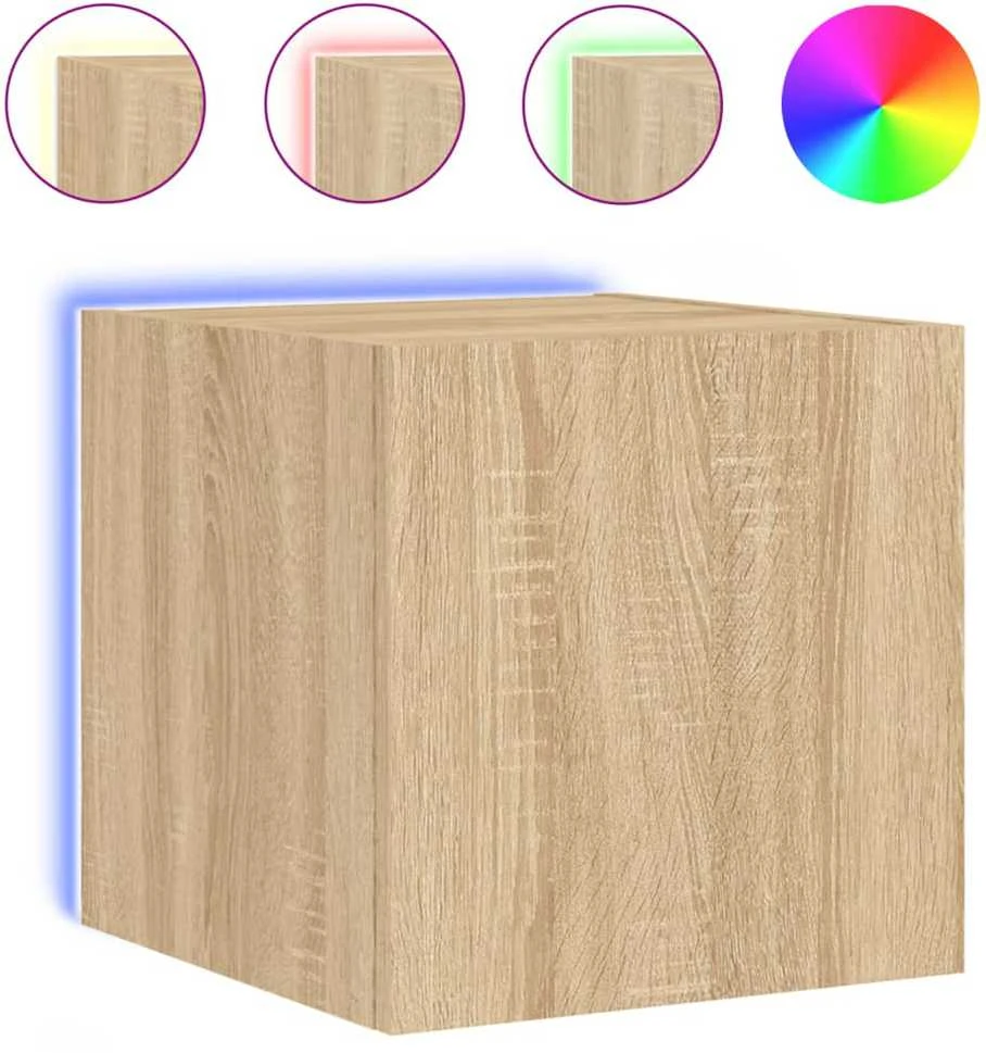 TV staliukas Sieninė TV spintelė su LED lemputėmis, ąžuolo, 30,5x35x30cm