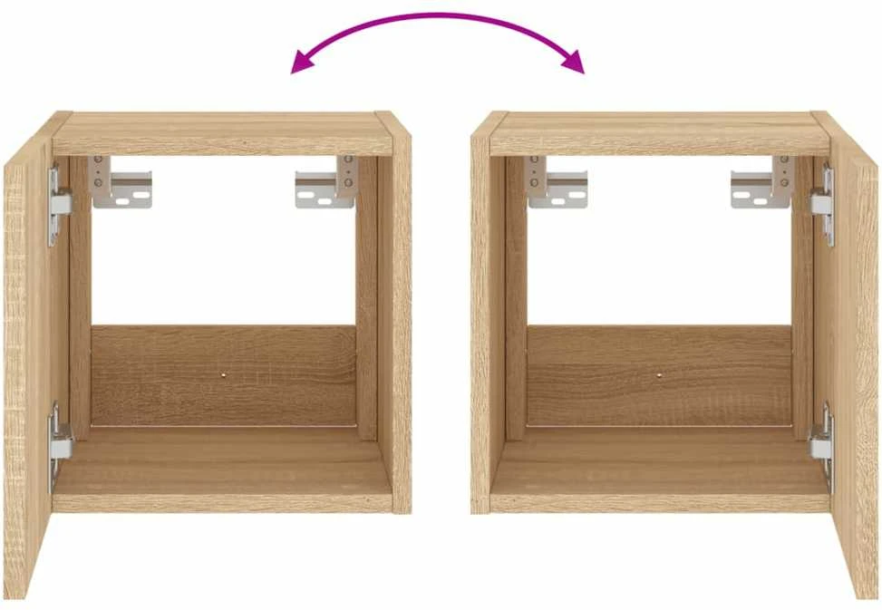 TV staliukas Sieninė TV spintelė su LED lemputėmis, ąžuolo, 30,5x35x30cm