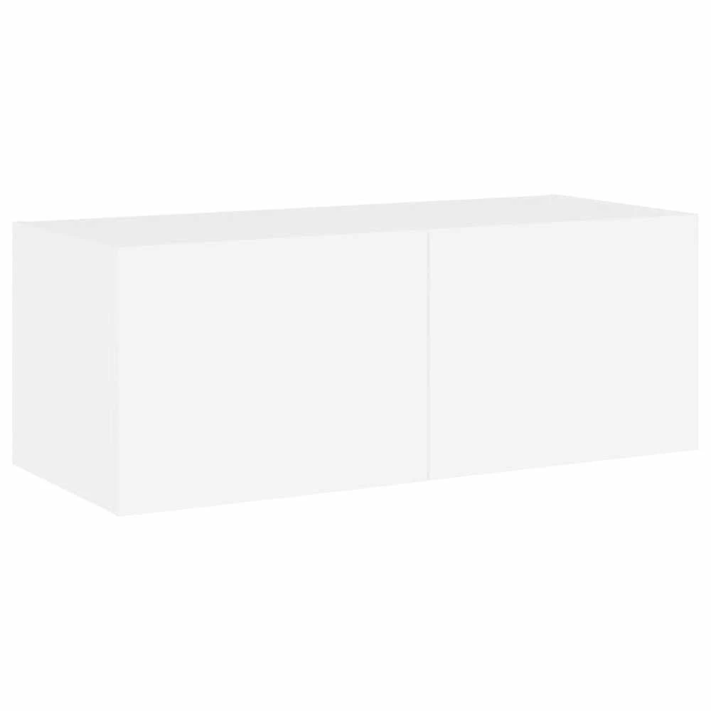 TV staliukas Sieninė TV spintelė su LED lemputėmis, balta, 80x35x31cm