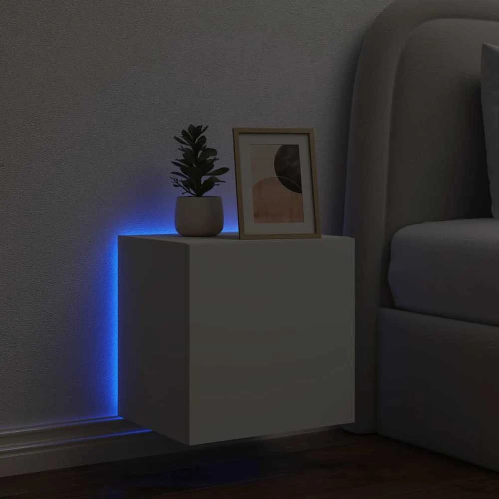 TV staliukas Sieninė TV spintelė su LED lemputėmis, balta, 40,5x35x40cm