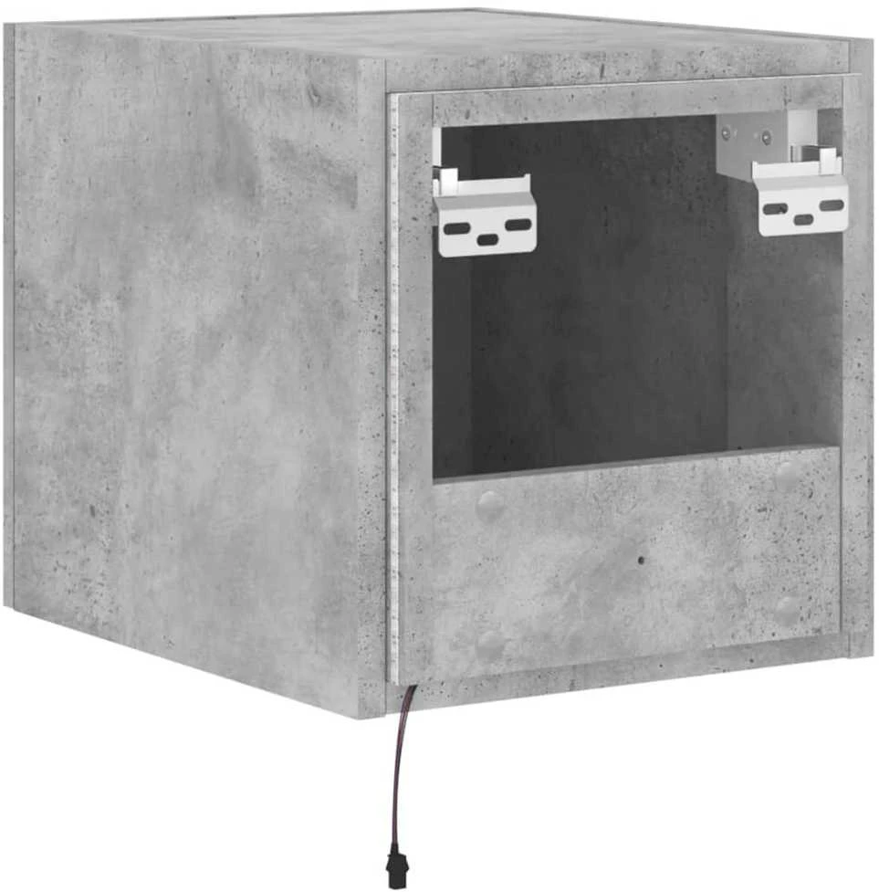TV staliukas Sieninė TV spintelė su LED lemputėmis, betono, 30,5x35x30cm