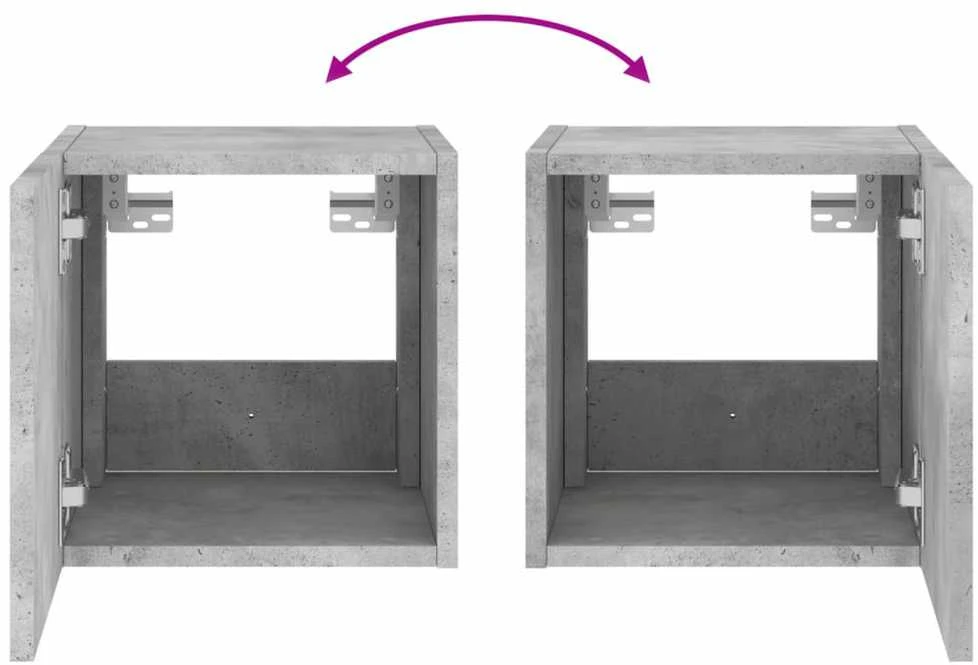 TV staliukas Sieninė TV spintelė su LED lemputėmis, betono, 30,5x35x30cm
