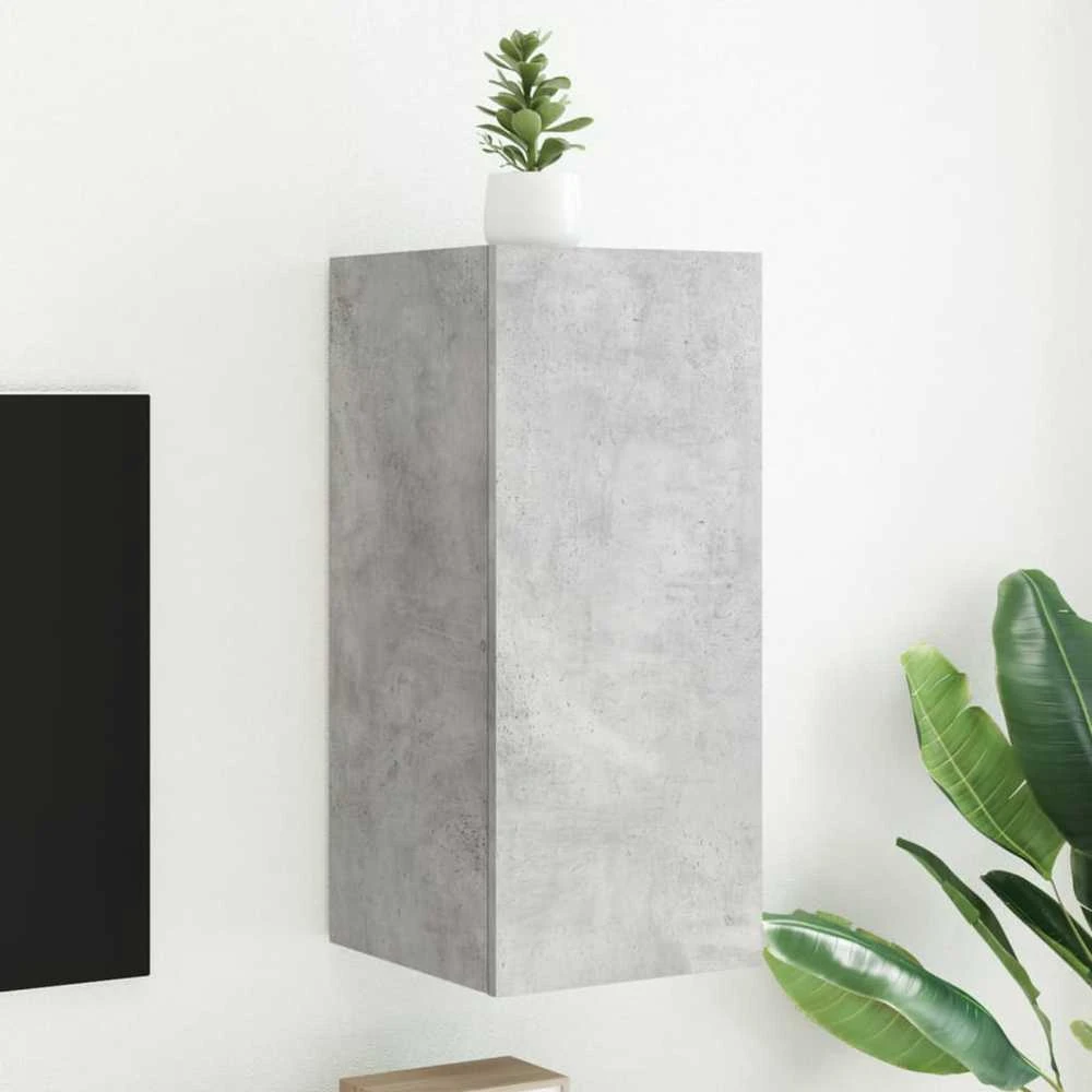 TV staliukas Sieninė TV spintelė su LED lemputėmis, betono, 30,5x35x70cm
