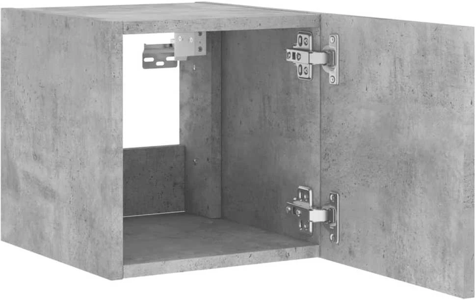 TV staliukas Sieninė TV spintelė su LED lemputėmis, betono, 30,5x35x30cm