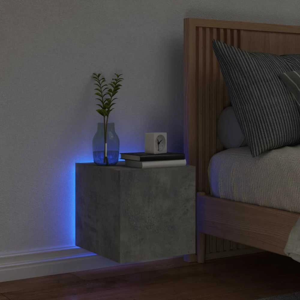 TV staliukas Sieninė TV spintelė su LED lemputėmis, betono, 30,5x35x30cm
