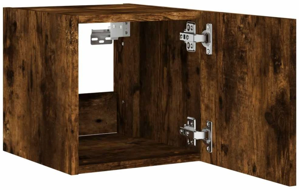 TV staliukas Sieninė TV spintelė su LED lemputėmis, dūminė, 30,5x35x30cm