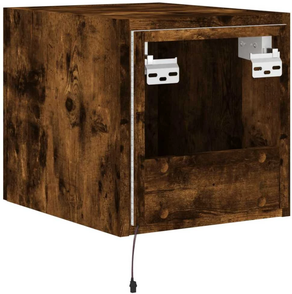 TV staliukas Sieninė TV spintelė su LED lemputėmis, dūminė, 30,5x35x30cm