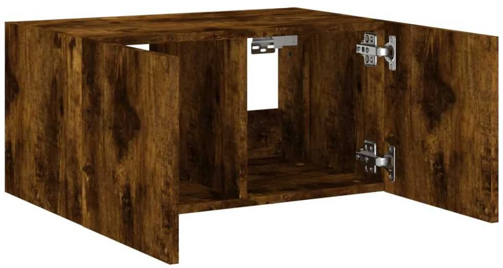 TV staliukas Sieninė TV spintelė su LED lemputėmis, dūminė, 60x35x31cm