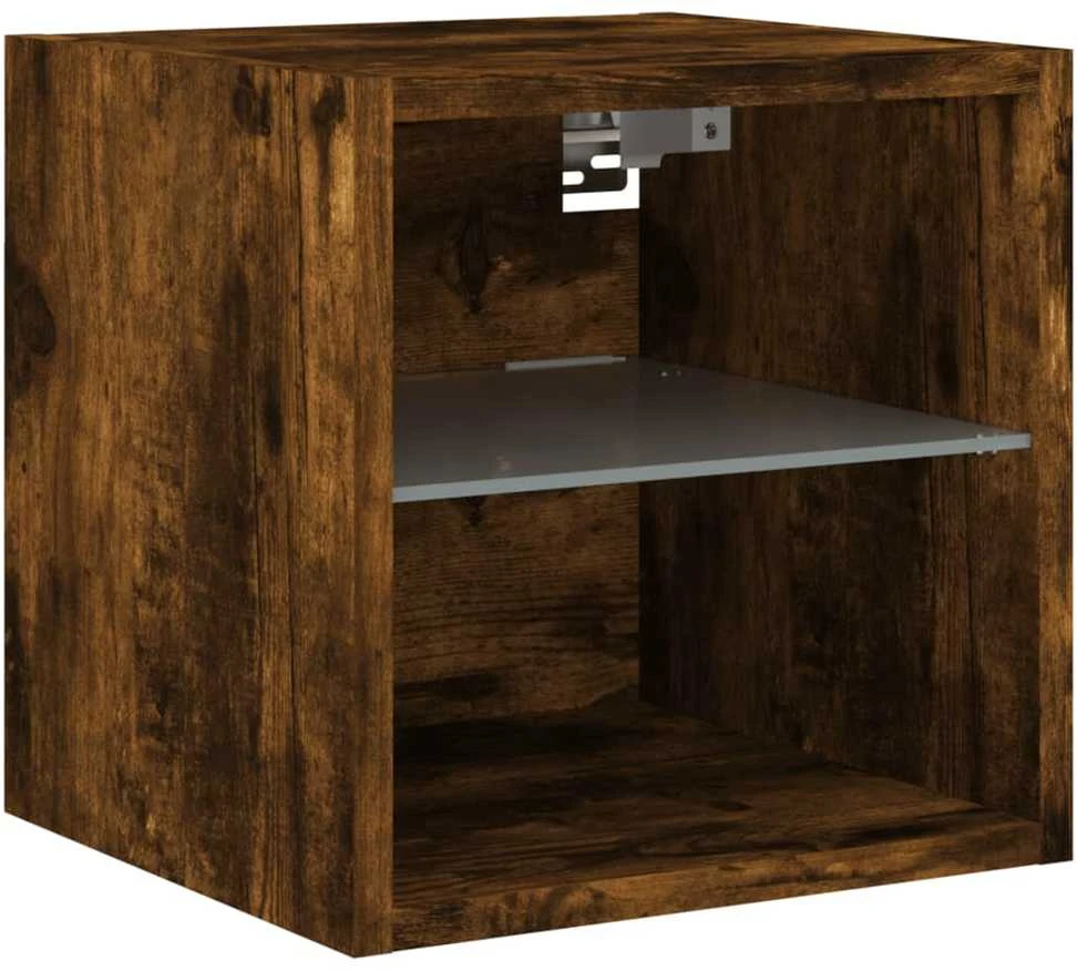 TV staliukas Sieninė TV spintelė su LED lemputėmis, dūminė, 30x28,5x30cm