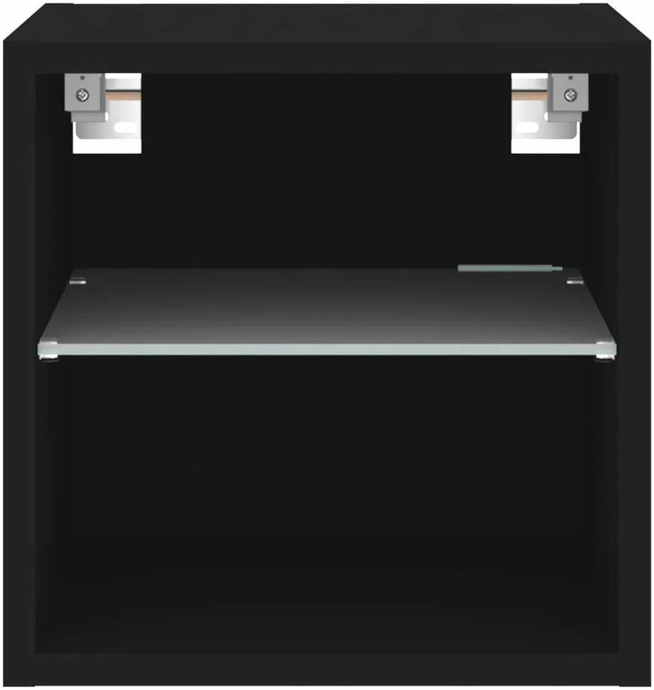 TV staliukas Sieninė TV spintelė su LED lemputėmis, juoda, 30x28,5x30cm