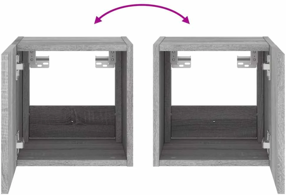 TV staliukas Sieninė TV spintelė su LED lemputėmis, pilka, 30,5x35x30cm