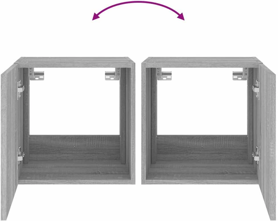 TV staliukas Sieninė TV spintelė su LED lemputėmis, pilka, 40,5x35x40cm