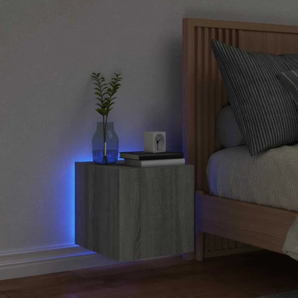 TV staliukas Sieninė TV spintelė su LED lemputėmis, pilka, 30,5x35x30cm