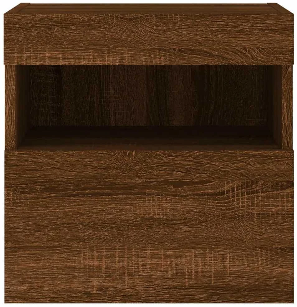 TV staliukas Sieninė TV spintelė su LED lemputėmis, ruda ąžuolo, 40x30x40cm