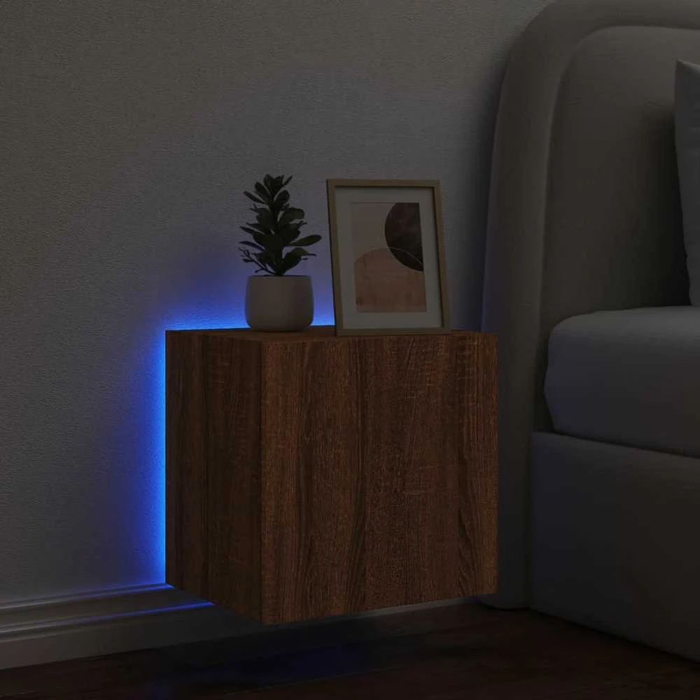 TV staliukas Sieninė TV spintelė su LED lemputėmis, ruda, 40,5x35x40cm